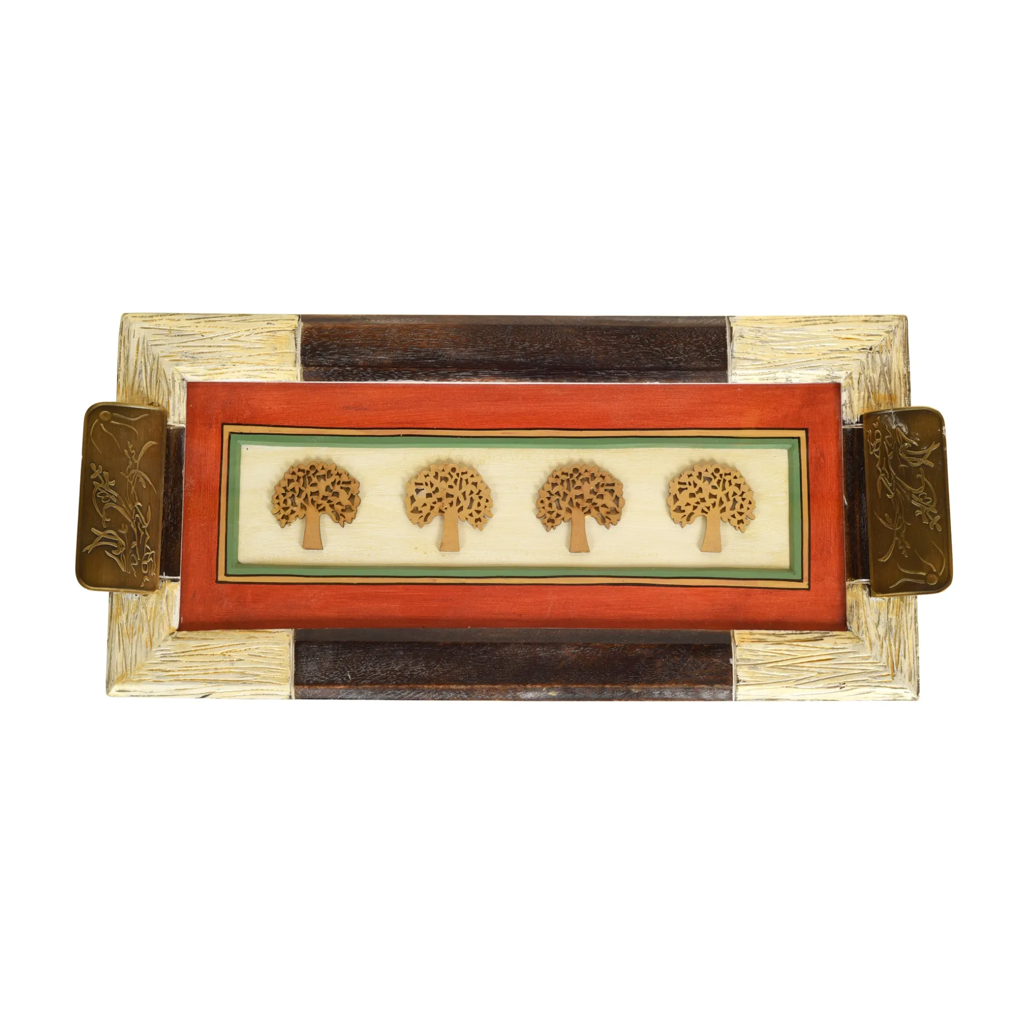 Tree of Life Handcrafted Mango Wood Rectangular Serving Tray (18 x 8 in)